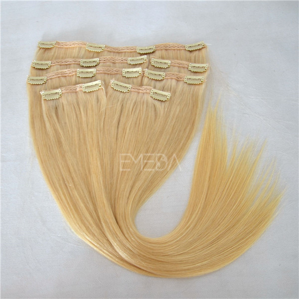 #22 blonde clip on human hair extensions YJ72